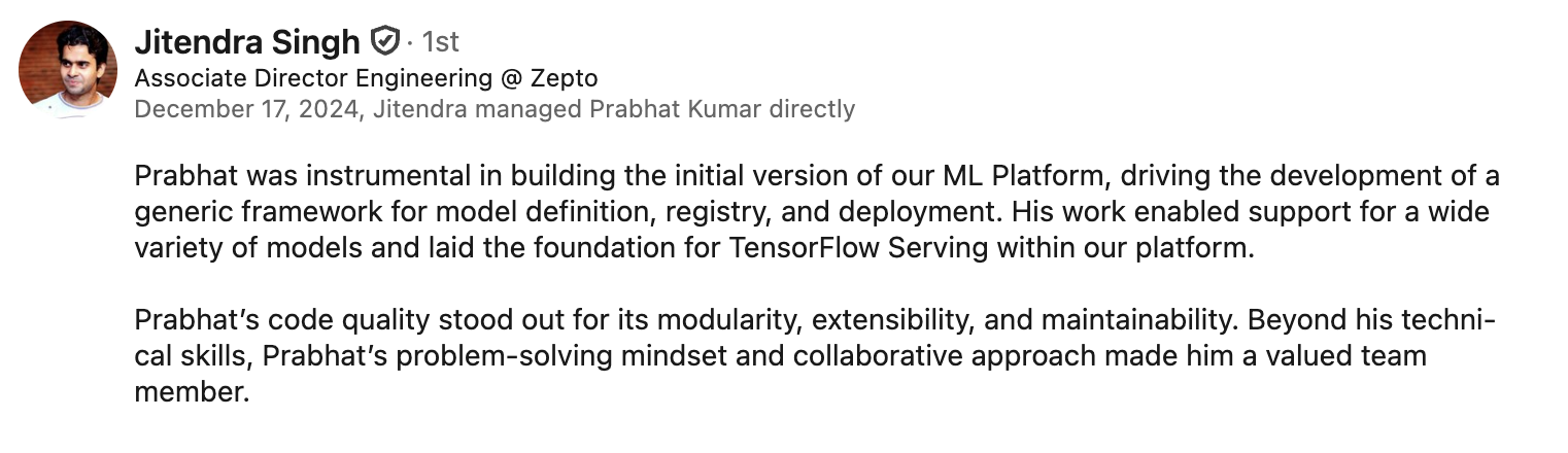 Recommendation from Jitendra